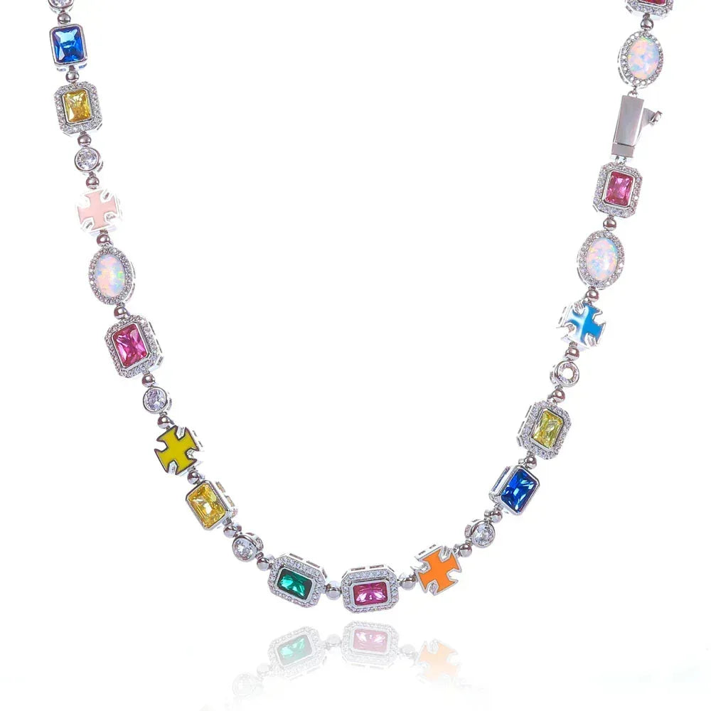 Colorful Gemstone Necklace with Zircon for Men and Women | High-End Hip Hop Jewelry | Caratix Jewelry - CaratixJewelry