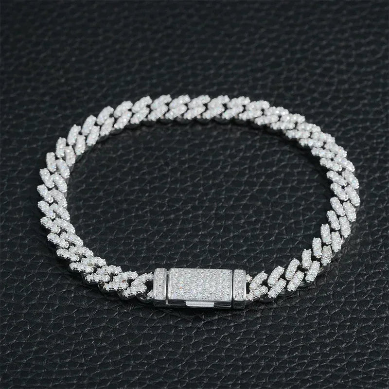 6mm Iced-Out Moissanite Cuban Link Chain – S925 Sterling Silver -Cut Hip Hop Streetwear Necklace - CaratixJewelry