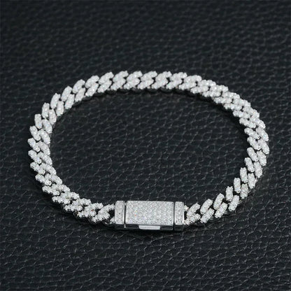 6mm Iced-Out Moissanite Cuban Link Chain – S925 Sterling Silver -Cut Hip Hop Streetwear Necklace - CaratixJewelry
