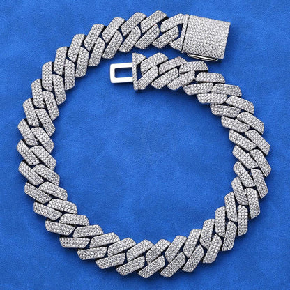 20mm Flip Clasp Triple Row Zircon Cuban Link Bracelet - CaratixJewelry