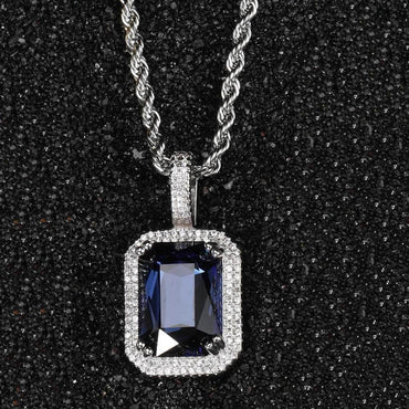 Custom Colored Gemstone Pendant Necklace with Zircon Stones for Men and Women | Caratix Jewelry - CaratixJewelry