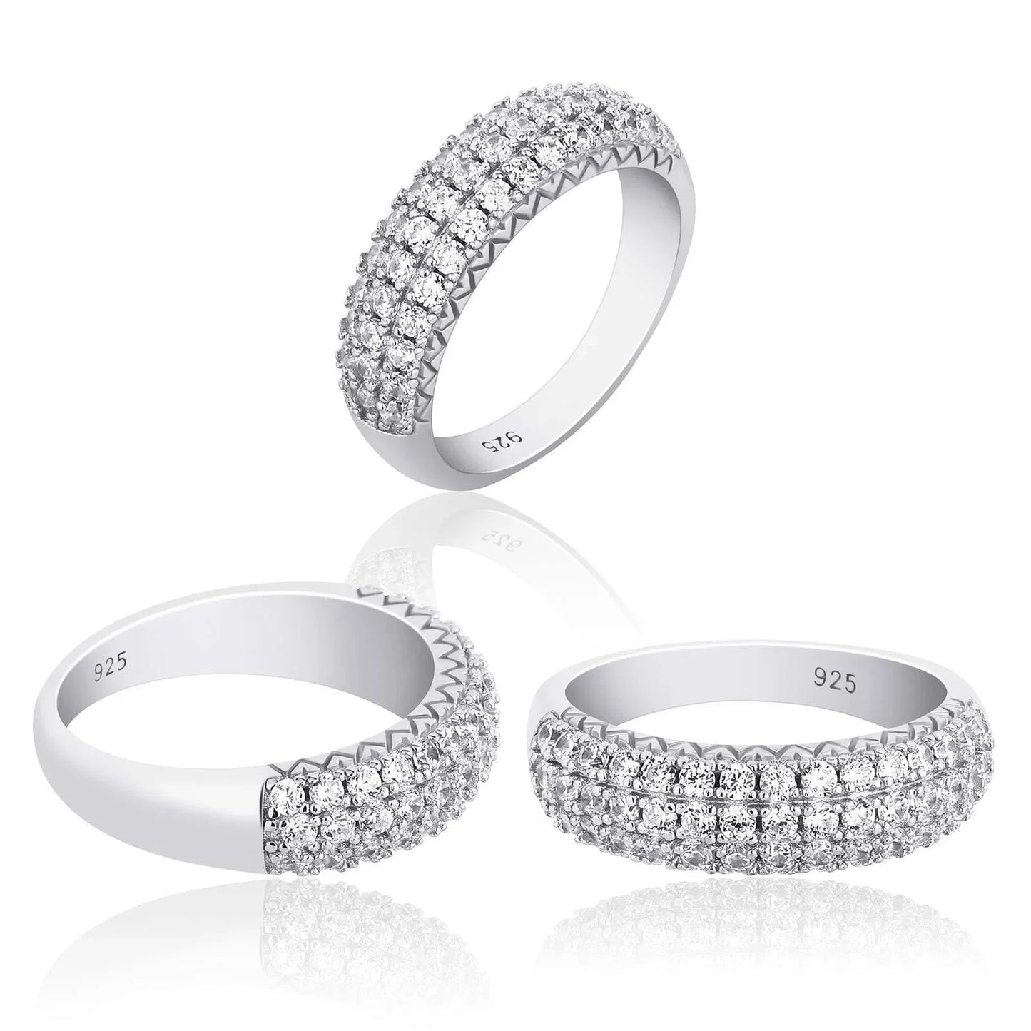 S925 Sterling Silver Starry Night Ring | Full Iced Out Pave Band | Caratix