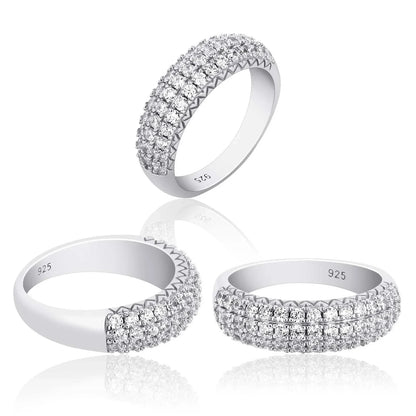 S925 Sterling Silver Starry Night Ring | Full Iced Out Pave Band | Caratix