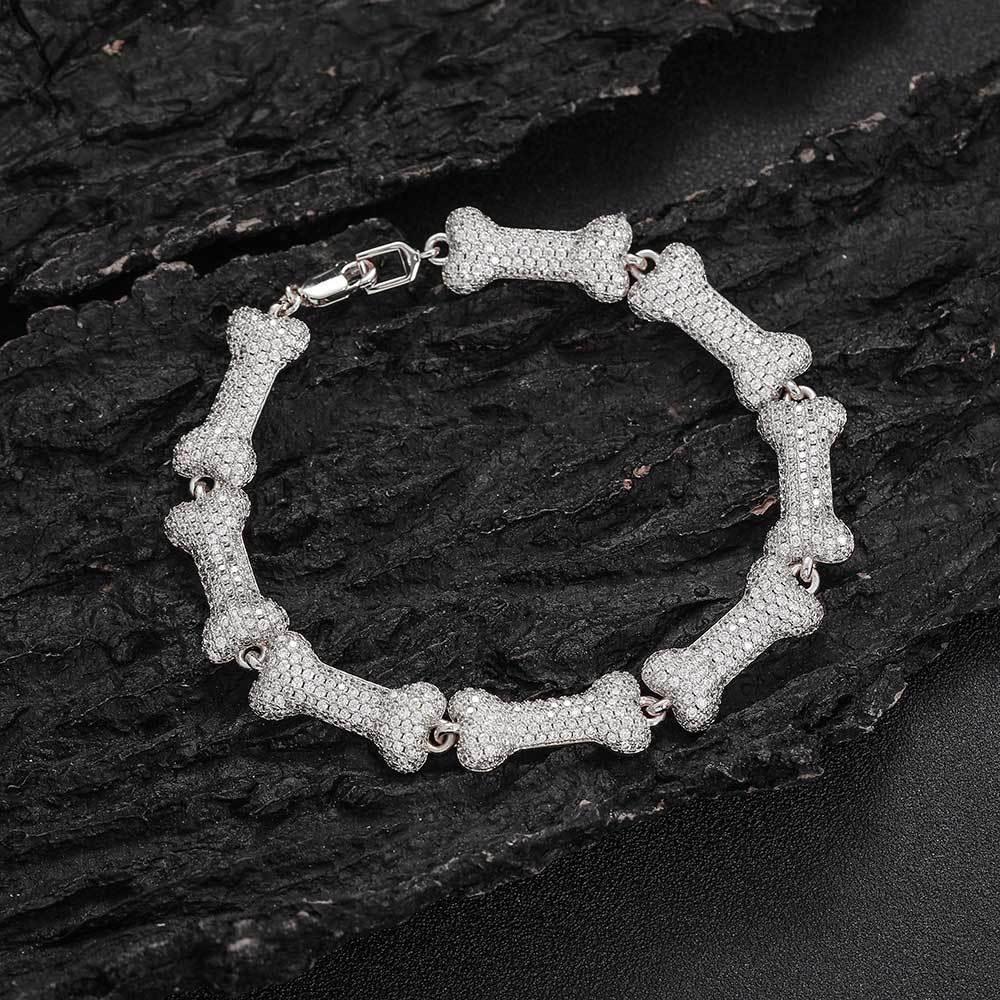 New 10mm Bone Pendant Necklace with Full Zircon Stones for Men & Women | Caratix Jewelry - CaratixJewelry