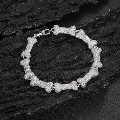 New 10mm Bone Pendant Necklace with Full Zircon Stones for Men & Women | Caratix Jewelry - CaratixJewelry
