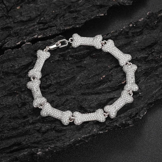 New 10mm Bone Pendant Necklace with Full Zircon Stones for Men & Women | Caratix Jewelry - CaratixJewelry