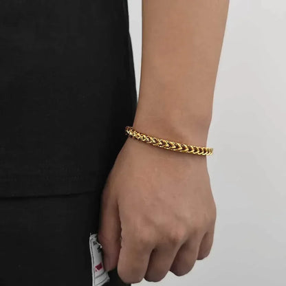 Custom 6mm Stainless Steel Two-sided Bracelet Gold Chain Style for Rapper | Caratix - CaratixJewelry