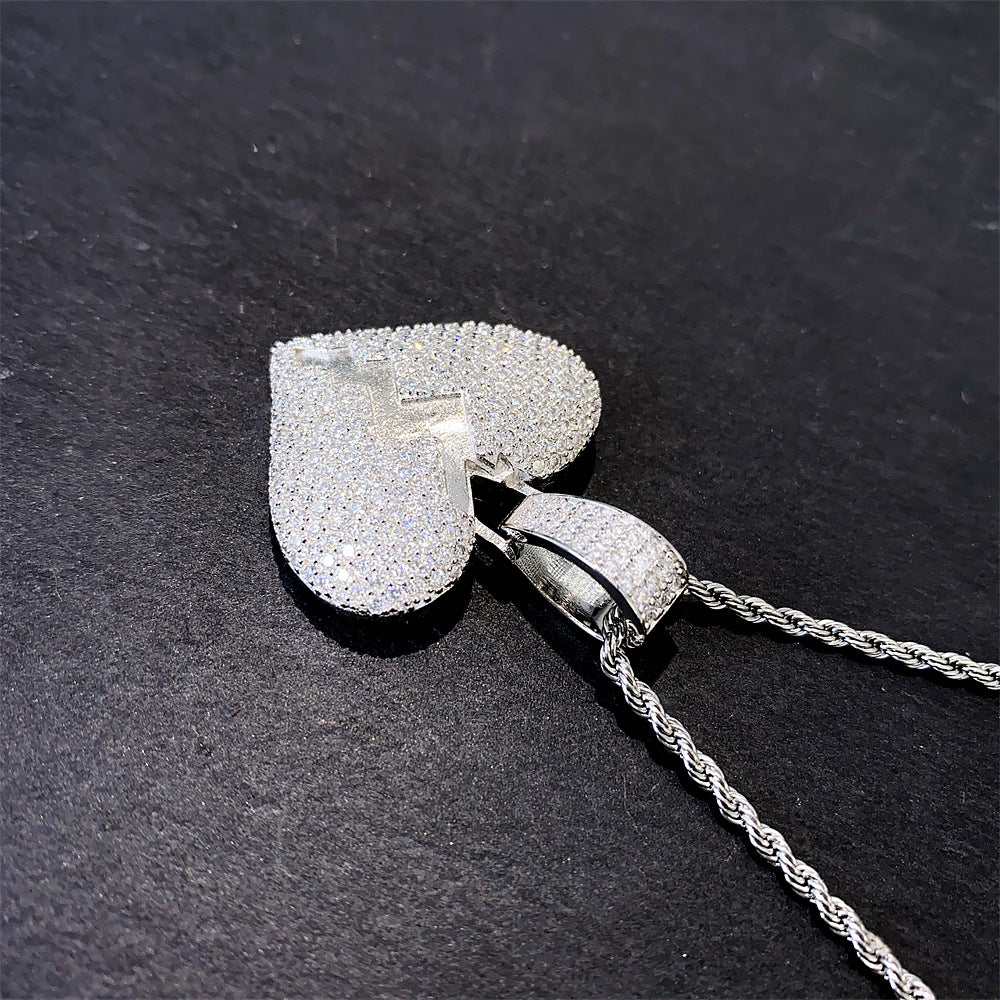 Iced Out Heart Pendant | Men's Gold Plated Hip Hop Heart Charm | Caratix