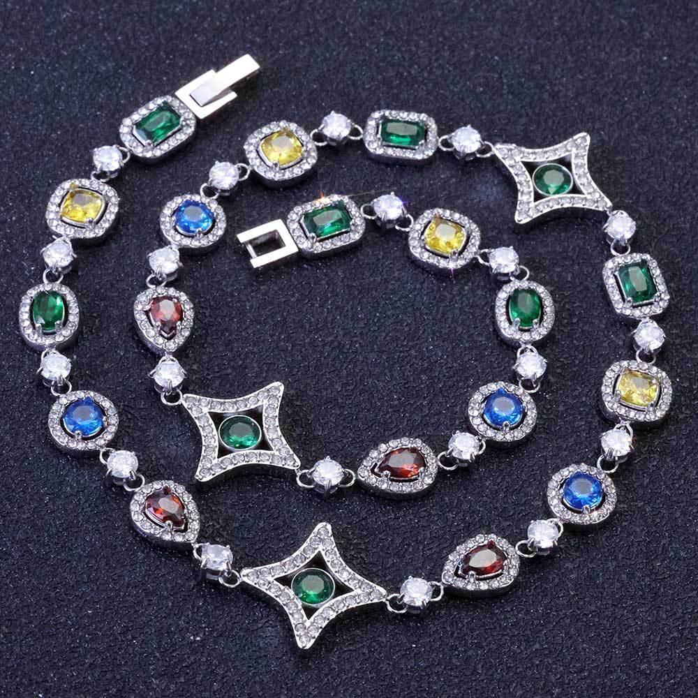 Custom 10mm Stainless Steel Colorful Gemstone Chain | Premium Iced Out Jewelry | Caratix - CaratixJewelry
