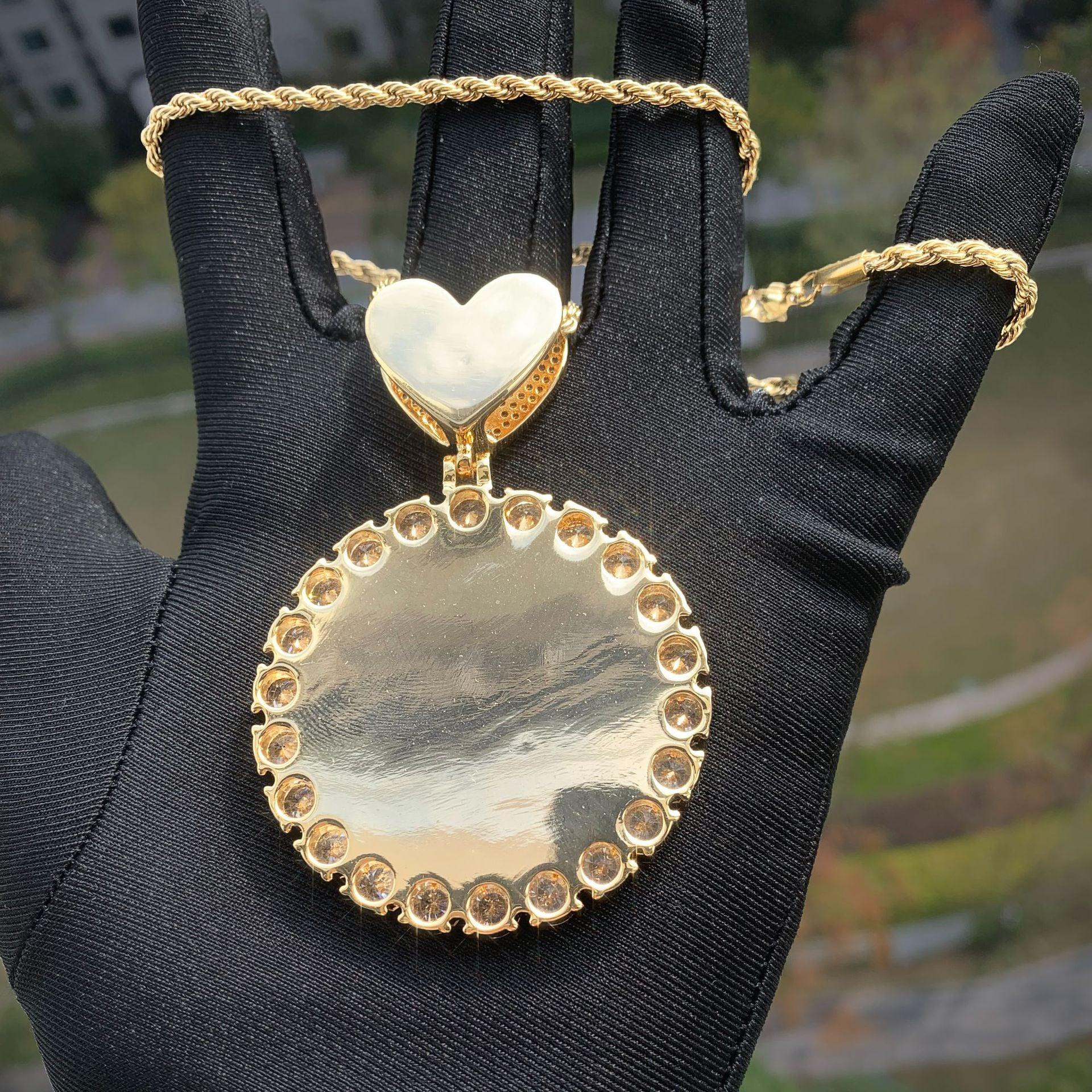 Custom Photo Pendant Necklace | Solid CZ Iced Out Hip Hop DIY Picture Jewelry - CaratixJewelry