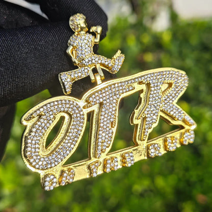 Iced Out OTR Letter Pendant Necklace – Hip Hop Street Dance CZ Jewelry for Men - CaratixJewelry
