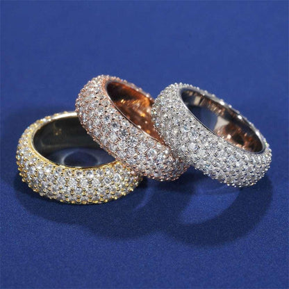 Five-Row Moissanite Ring | S925 Silver Unisex Iced Out Hip Hop Jewelry - CaratixJewelry
