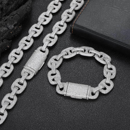 16mm Pig Nose Bubble Cuban Chain Bracelet - CaratixJewelry