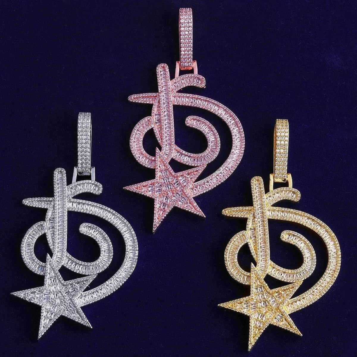 Iced Out 3D Star Pendant | Men's Real Copper CZ Necklace - CaratixJewelry