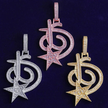 Iced Out 3D Star Pendant | Men's Real Copper CZ Necklace - CaratixJewelry