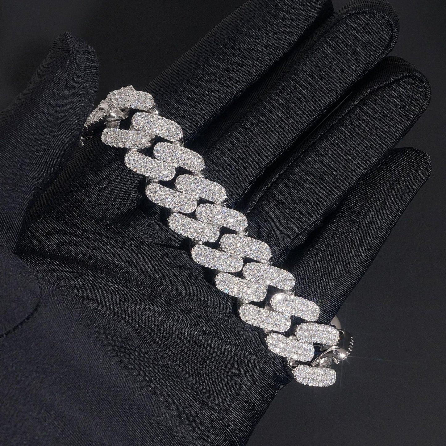 S925 Silver Moissanite Cuban Link Bracelet | Hip Hop Jewelry - CaratixJewelry