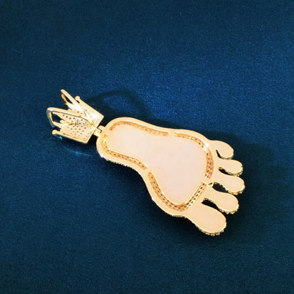 Iced Out Footprint Pendant Necklace | CZ Hip Hop Unisex Trendy Jewelry - CaratixJewelry
