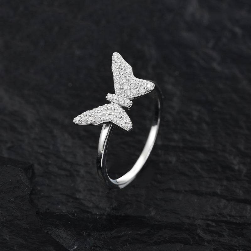 Iced Out Moissanite Butterfly Flower Ring S925 | Caratix