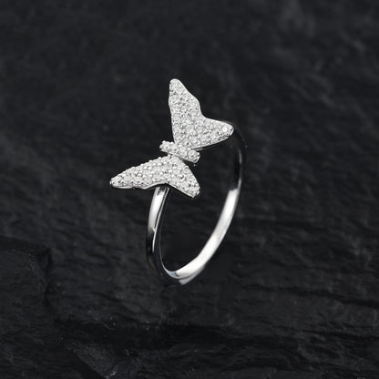 Iced Out Moissanite Butterfly Flower Ring S925 | Caratix