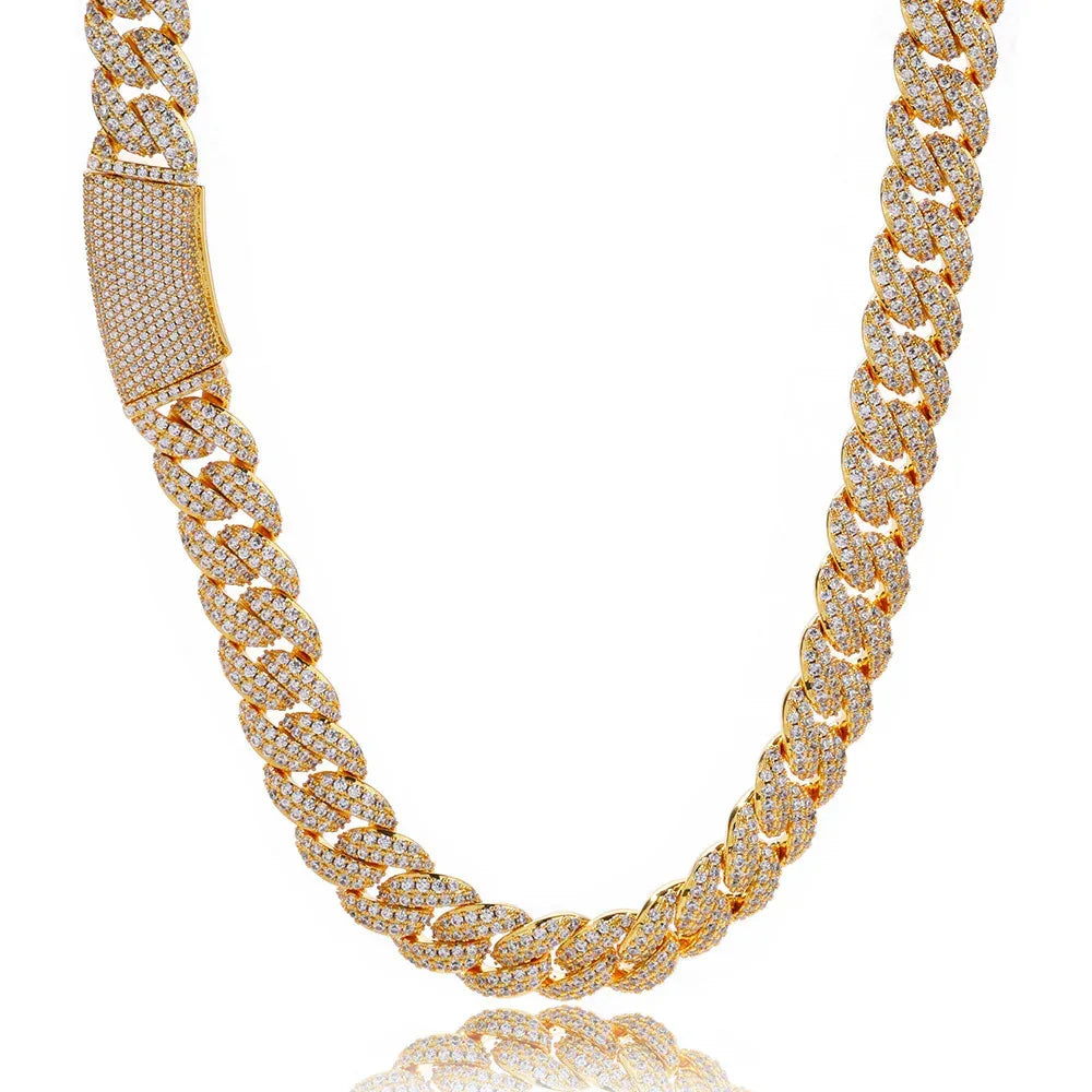 13mm Double Row Full Zircon Bubble Cuban Chain Custom Necklace - CaratixJewelry