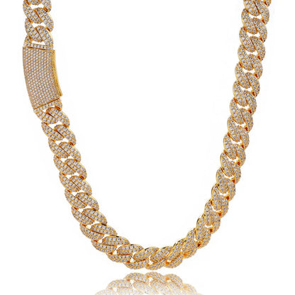 13mm Double Row Full Zircon Bubble Cuban Chain Custom Necklace - CaratixJewelry