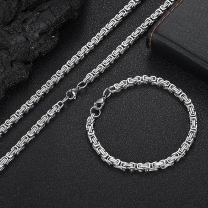 4mm Stainless Steel Byzantine Chain Necklace for Men | Caratix Jewelry - CaratixJewelry