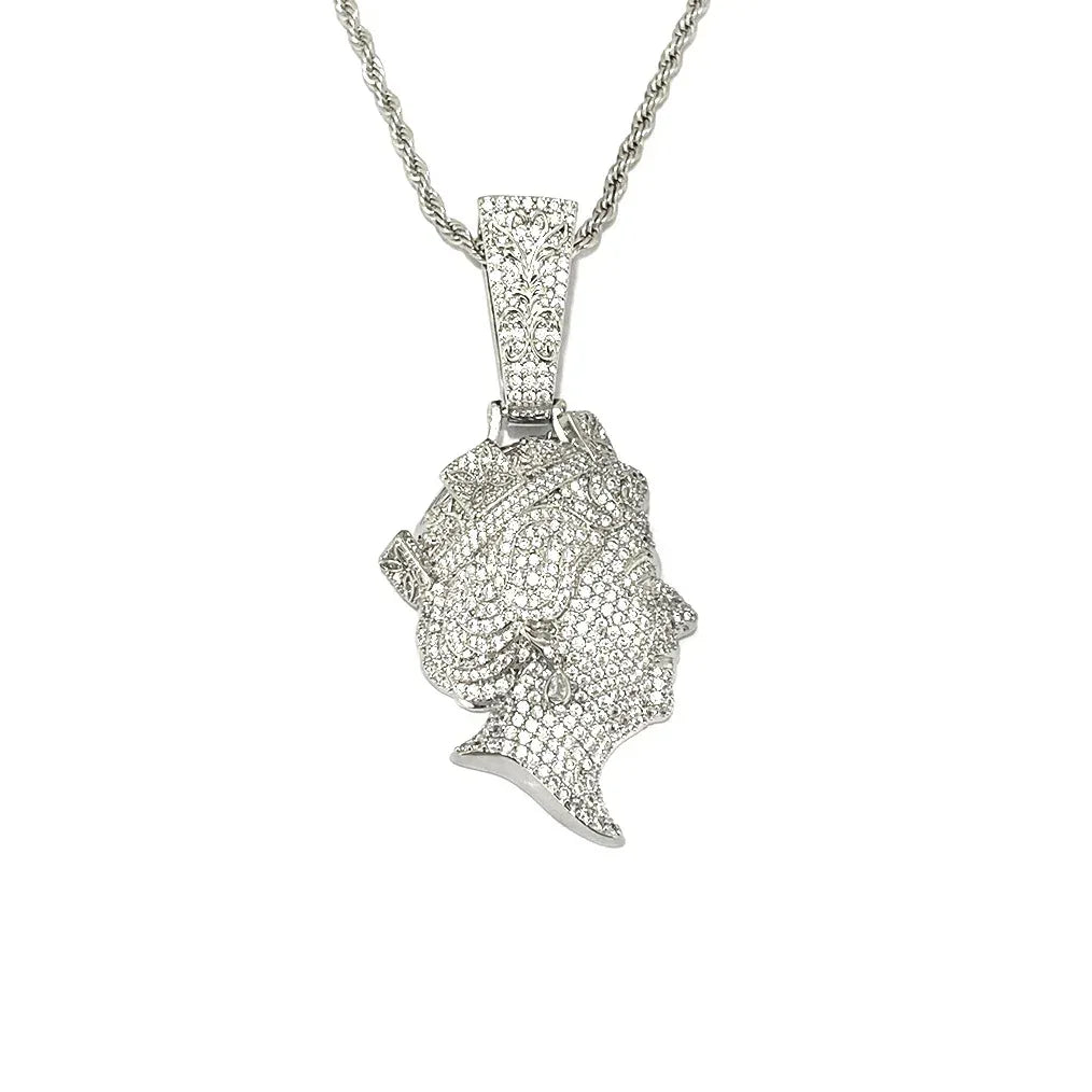Luxury Iced Out Queen Elizabeth II Pendant | Men's Hip Hop Portrait Necklace | Full CZ Genuine Copper Jewelry | Senior Sense Bling | Caratix - CaratixJewelry