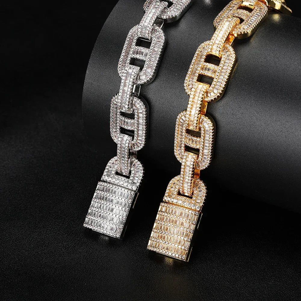 15mm Cuban Chain Necklace with Micro-Pave Zircon - CaratixJewelry