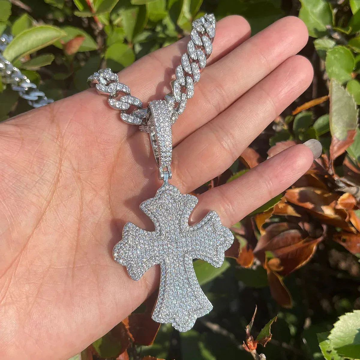 Iced Out Ornate Cross Pendant | Men's Baroque Pattern Necklace Caratix - CaratixJewelry