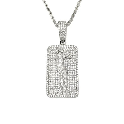 Iced Out Rapper with Microphone Pendant | Men's Real Copper CZ Performer Necklace - CaratixJewelry
