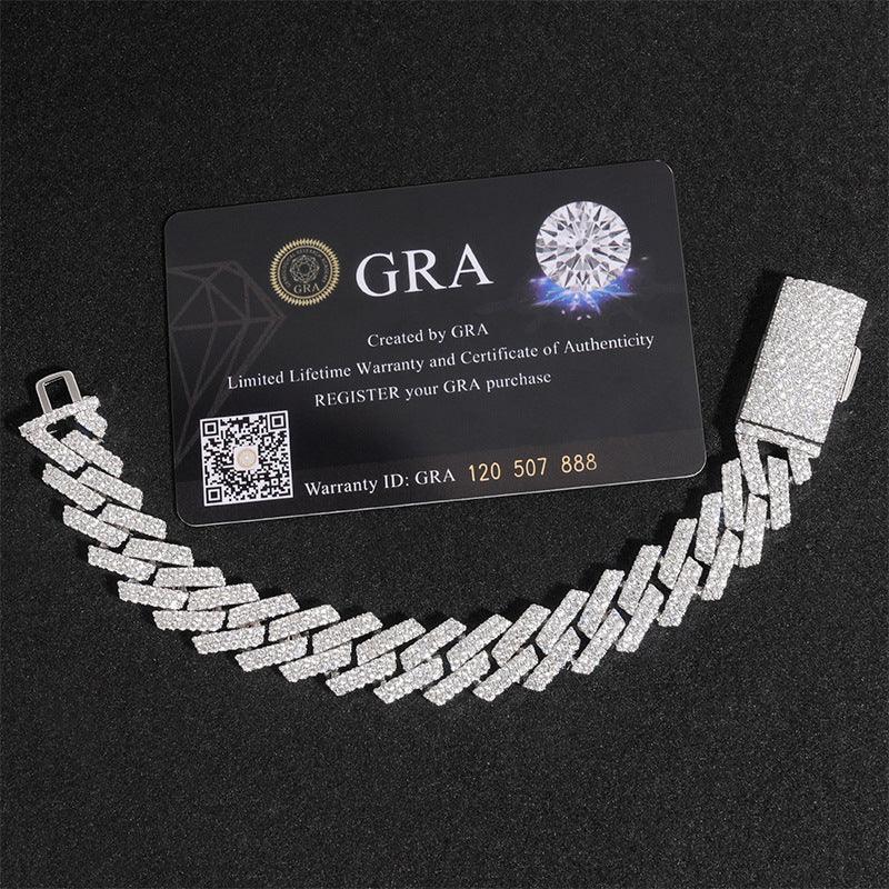 13.5mm Moissanite Double-Row Cuban Link | 925 Silver Iced Out Jewelry - CaratixJewelry