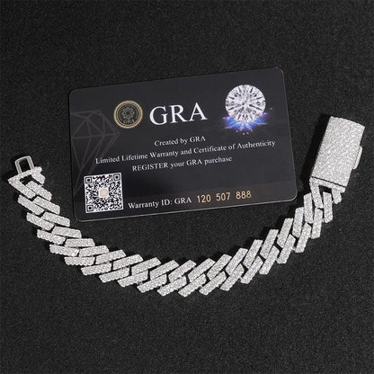 13.5mm Moissanite Double-Row Cuban Link | 925 Silver Iced Out Jewelry - CaratixJewelry