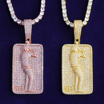 Iced Out Rapper with Microphone Pendant | Men's Real Copper CZ Performer Necklace - CaratixJewelry