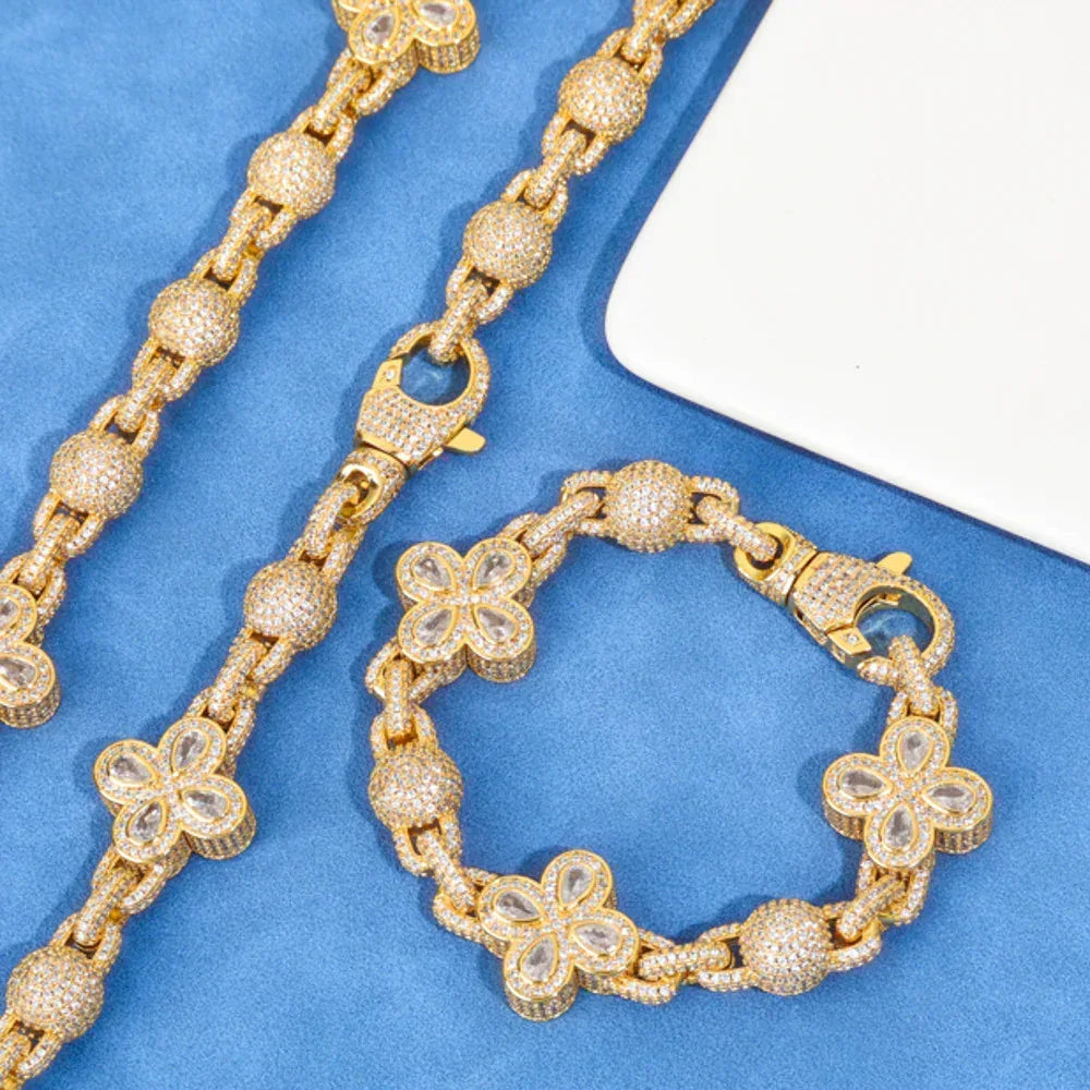 Full CZ Buckle Bead Chain Necklace – Custom Hip Hop Jewelry, Trendy Gemstone Pendant for Men | Caratix Jewelry - CaratixJewelry