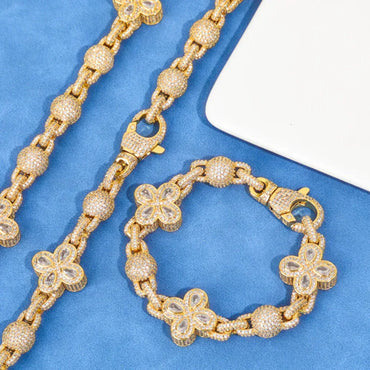 Full CZ Buckle Bead Chain Necklace – Custom Hip Hop Jewelry, Trendy Gemstone Pendant for Men | Caratix Jewelry - CaratixJewelry
