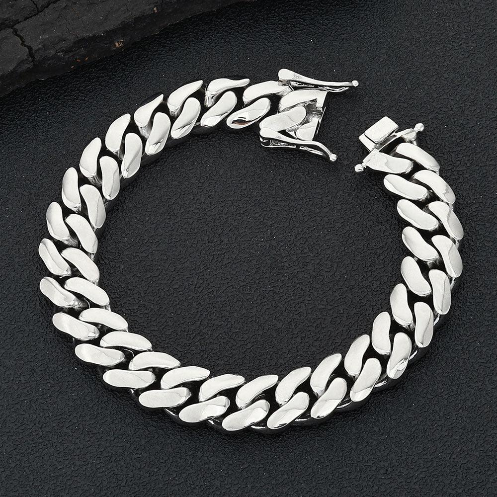 Polished Cuban Link Bracelet with Insert Clasp Hip Hop Jewelry - CaratixJewelry