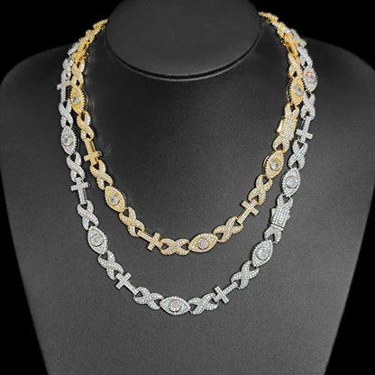 Custom Evil Eye Infinity Cross Necklace Gold Chain Style for Rapper | Caratix - CaratixJewelry
