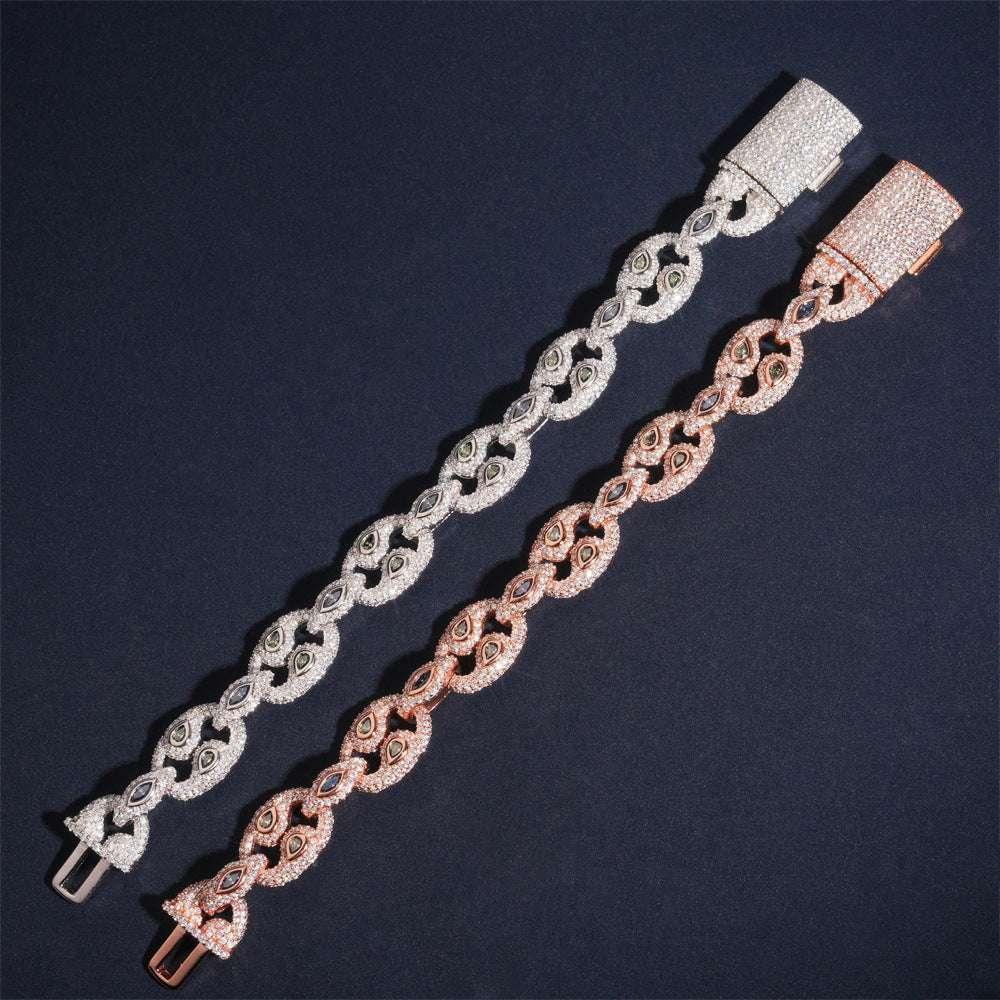 15mm Moissanite Eye Cuban Link Bracelet | S925 Silver Hip Hop Jewelry - CaratixJewelry