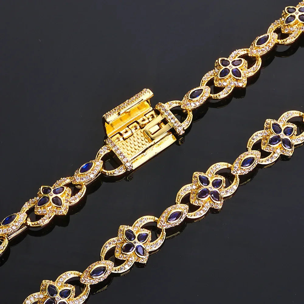 Men's Iced Out Evil Eye Infinity 8 Clover Chain | Flip Clasp Gold Chain Rapper Necklace | Custom Gemstone Bling | Caratix - CaratixJewelry