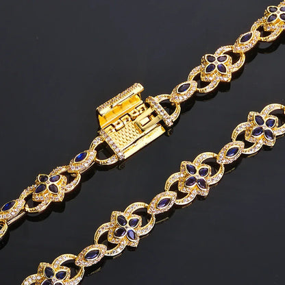 Men's Iced Out Evil Eye Infinity 8 Clover Chain | Flip Clasp Gold Chain Rapper Necklace | Custom Gemstone Bling | Caratix - CaratixJewelry
