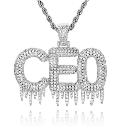 Ice Bar Letter Pendant Necklace with Copper Frame and Zircon Stones for Men | Caratix Jewelry - CaratixJewelry