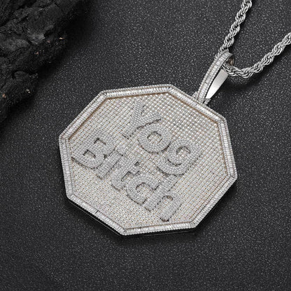 Octagon-Shaped Letter Pendant Necklace with Zircon Stones and Detailing for Men | Caratix Jewelry - CaratixJewelry
