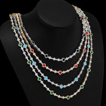 Airplane Motif Enamel Tennis Chain Necklace Zircon Bling Jewelry for Men & Women | Caratix Jewelry - CaratixJewelry