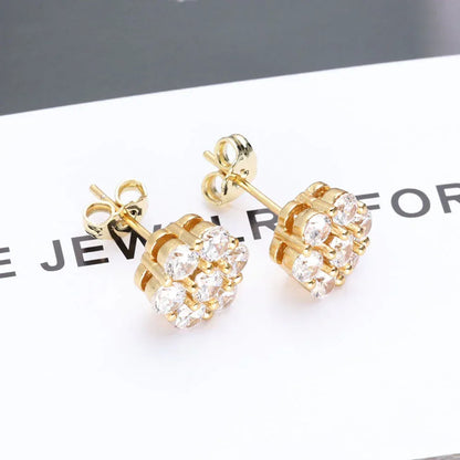 Moissanite Flower Stud Earrings for Men Iced Out Jewelry | Caratix Jewelry - CaratixJewelry