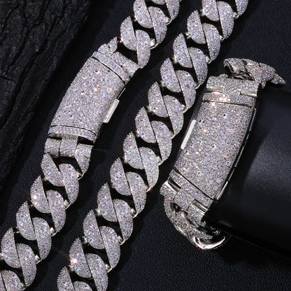 22mm Iced Out Custom Cuban Chain Necklace with Box Clasp - CaratixJewelry