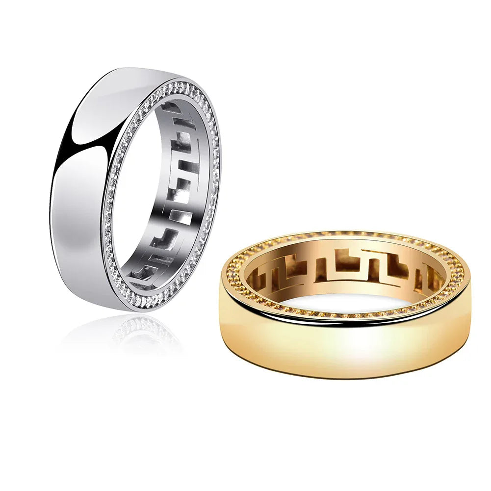 S925 Sterling Silver Ring | Minimalist Couple's Zirconia Band | Caratix