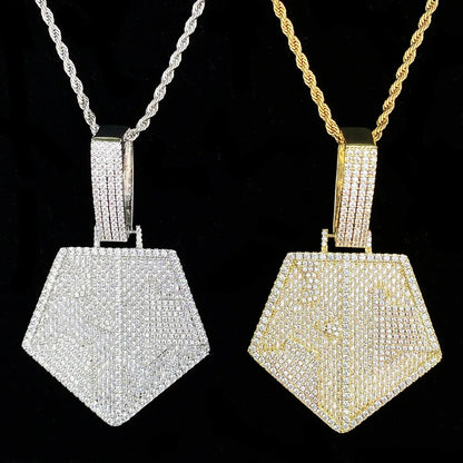 Iced Out "KC" Letters Pendant | Men's Initial / Kansas City Necklace - CaratixJewelry