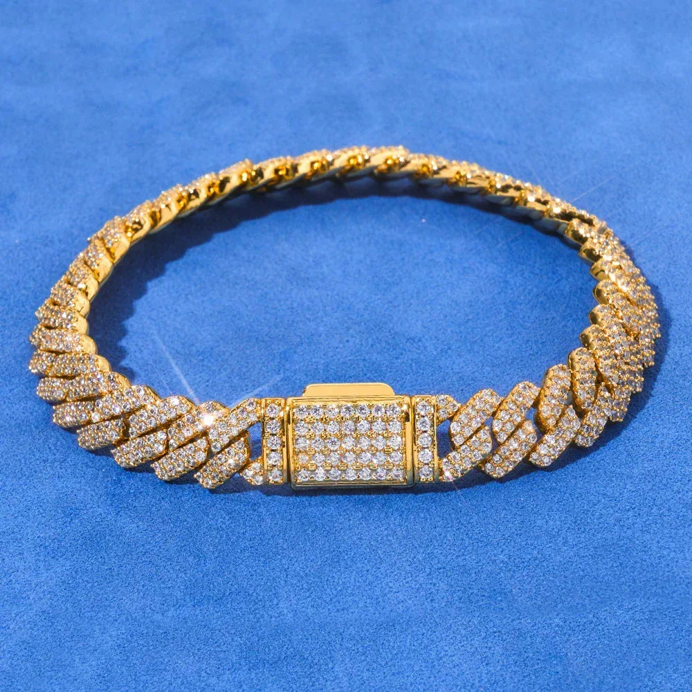 Custom 8mm Rhombus Double-Row Cuban Bracelet - CaratixJewelry