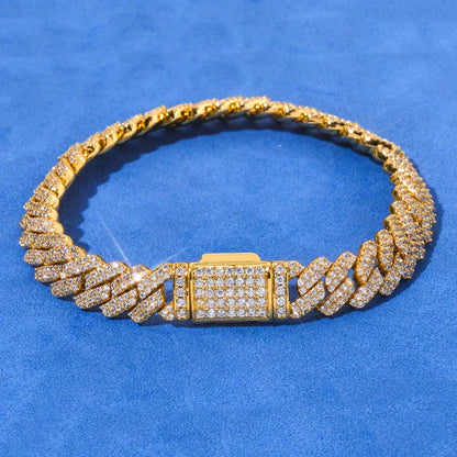 Custom 8mm Rhombus Double-Row Cuban Bracelet - CaratixJewelry