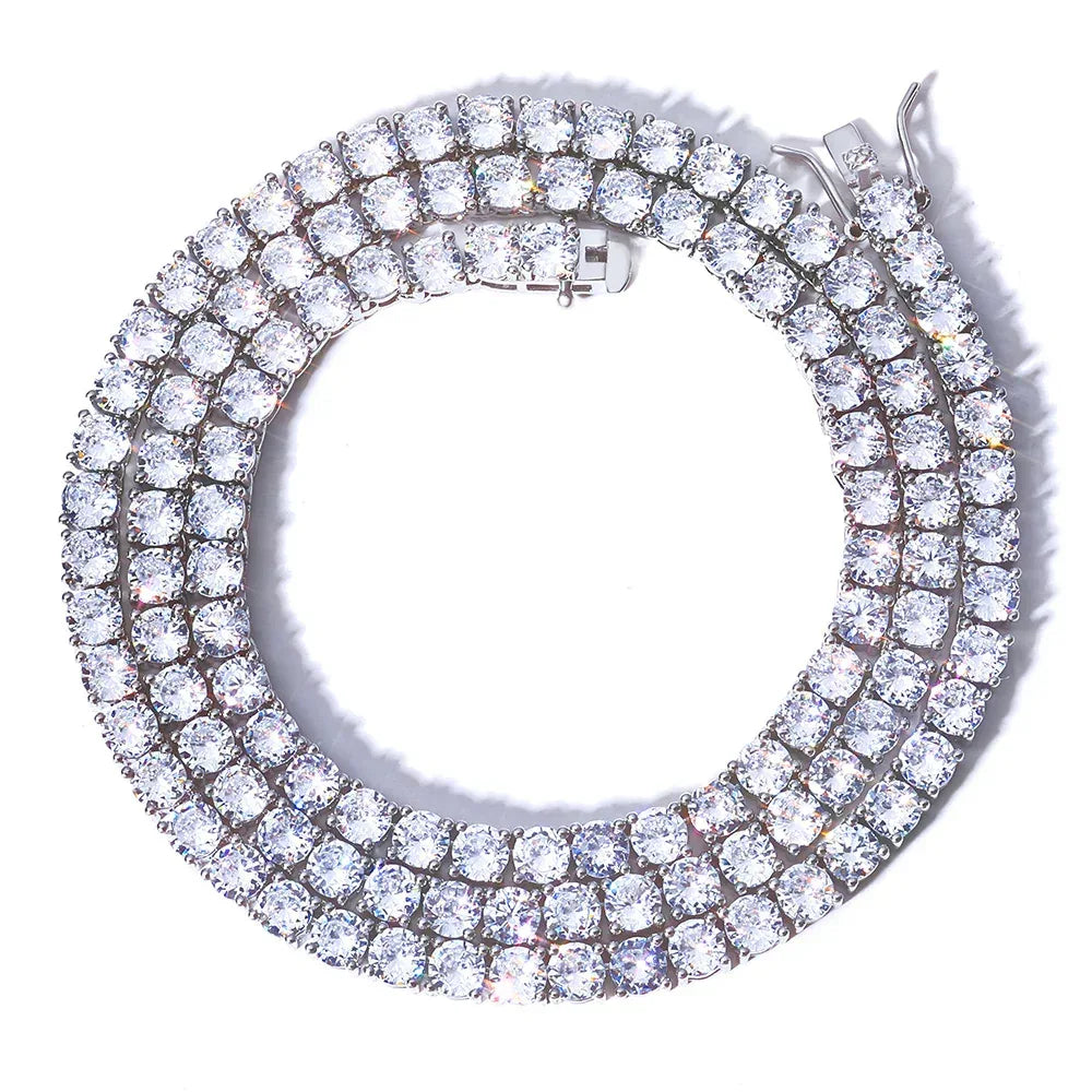 Custom 18K Gold Moissanite Tennis Chain | High-End Women's Hip Hop Bling | Caratix - CaratixJewelry